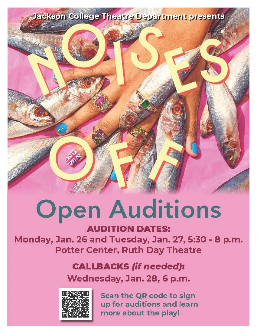 an image of fish with a hand that says noises off