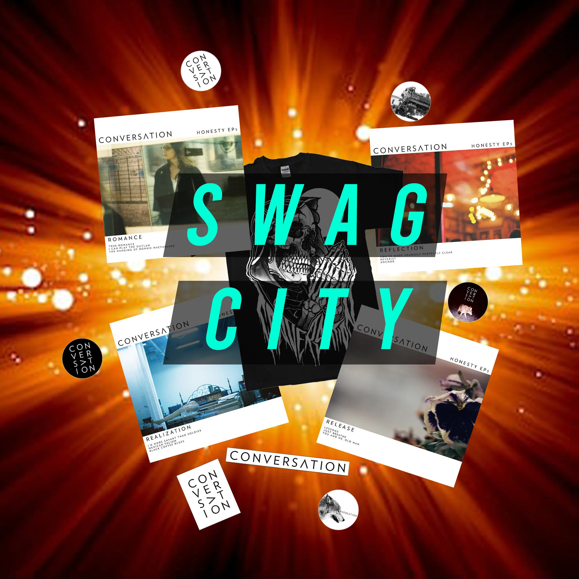 SWAG CITY - Honesty EP Collection + Shirt + Pin/Sticker Set Bundle