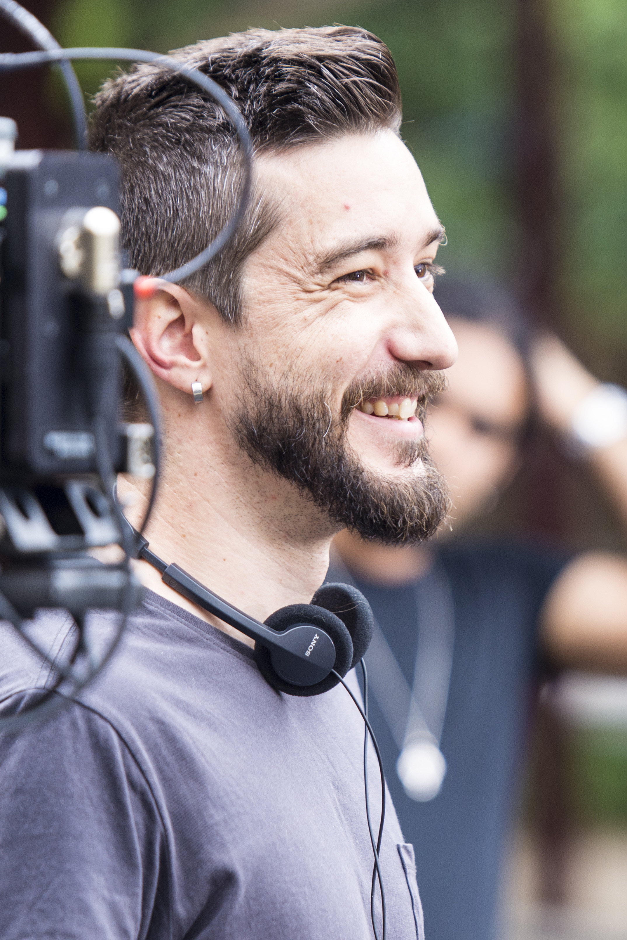 Director, Peter Nizic, sharing a joke on set of "Spaghetti"