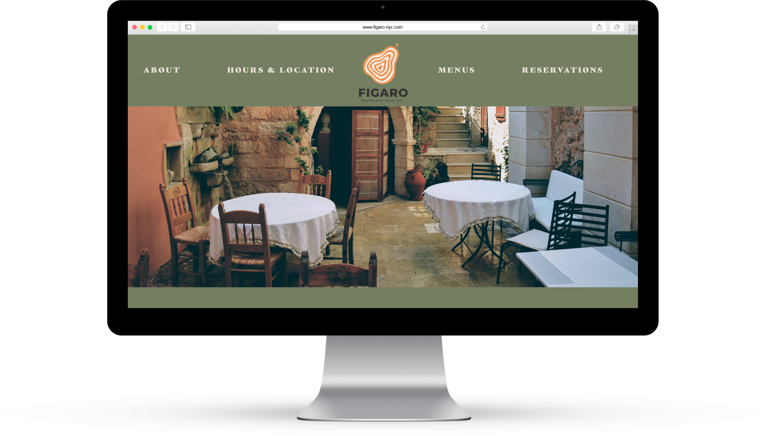 Home screen for website