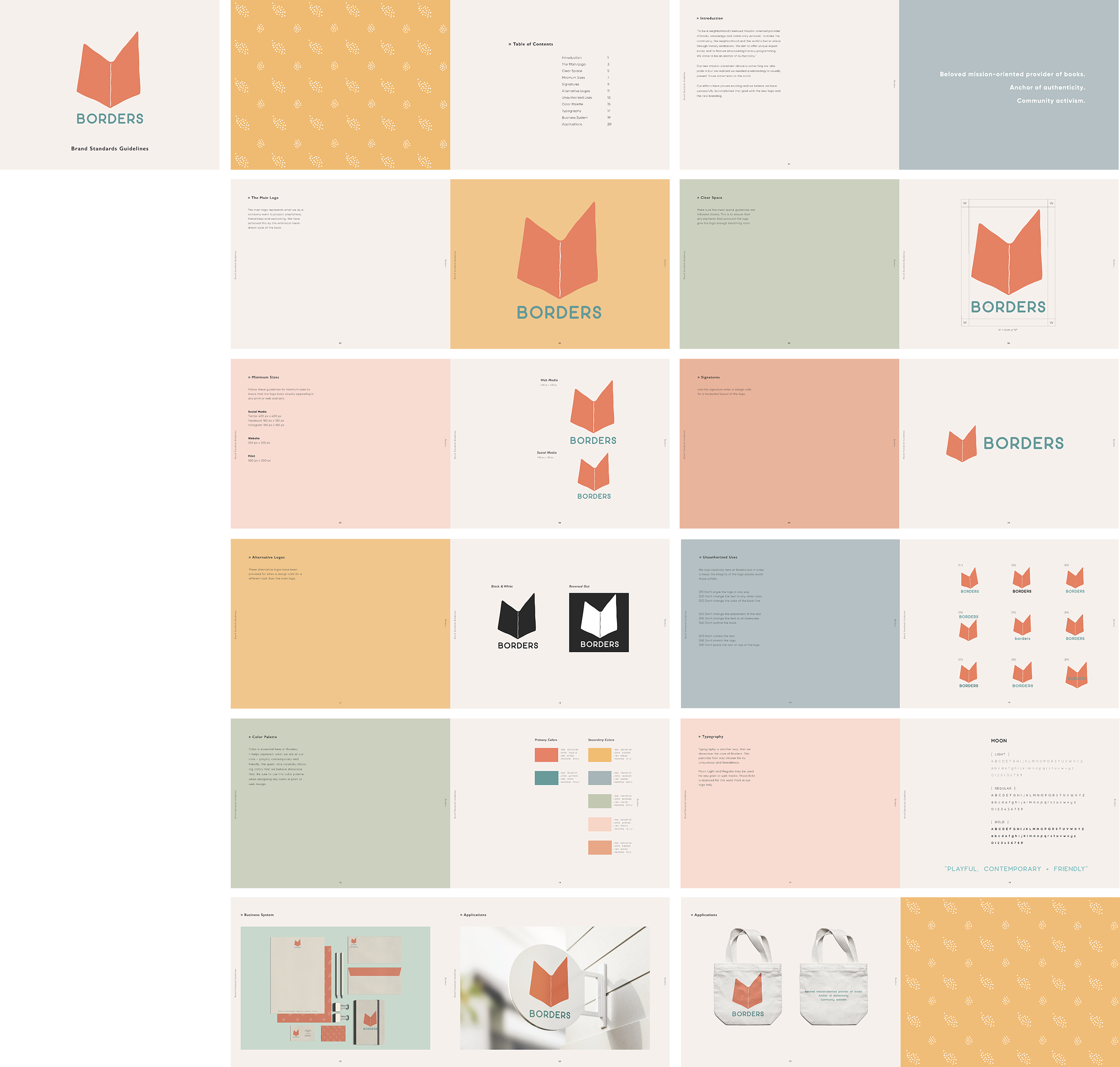 Brand guidelines for a reimagined Borders bookstore