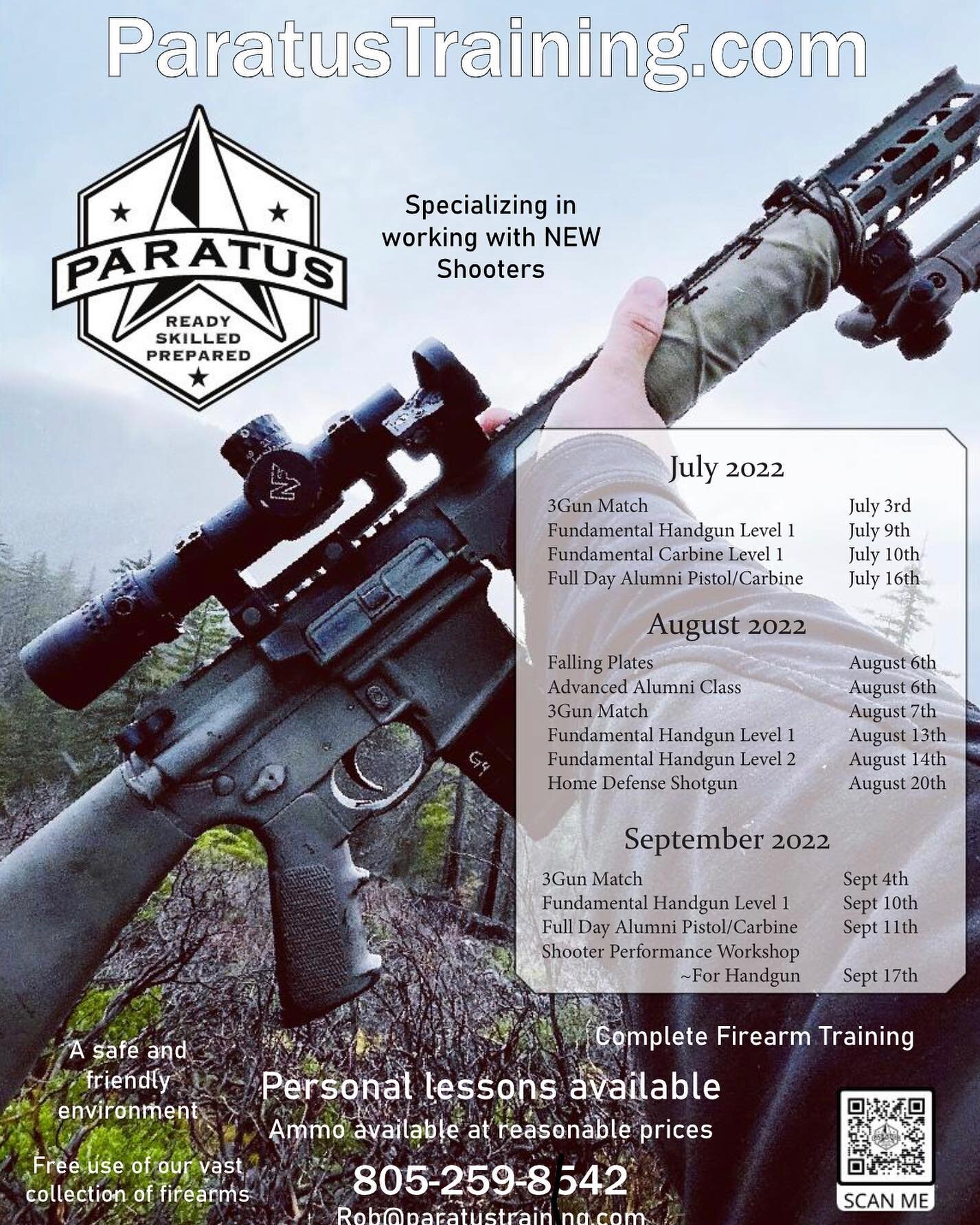 Our new summer flyer is out and we are kicking it off with pistol and carbine classes this month on the @wcgunclub 200 yard range.

Our fundamental classes on the 9th and 10th are on sale on the website Paratustraining.com so make sure to get your sp