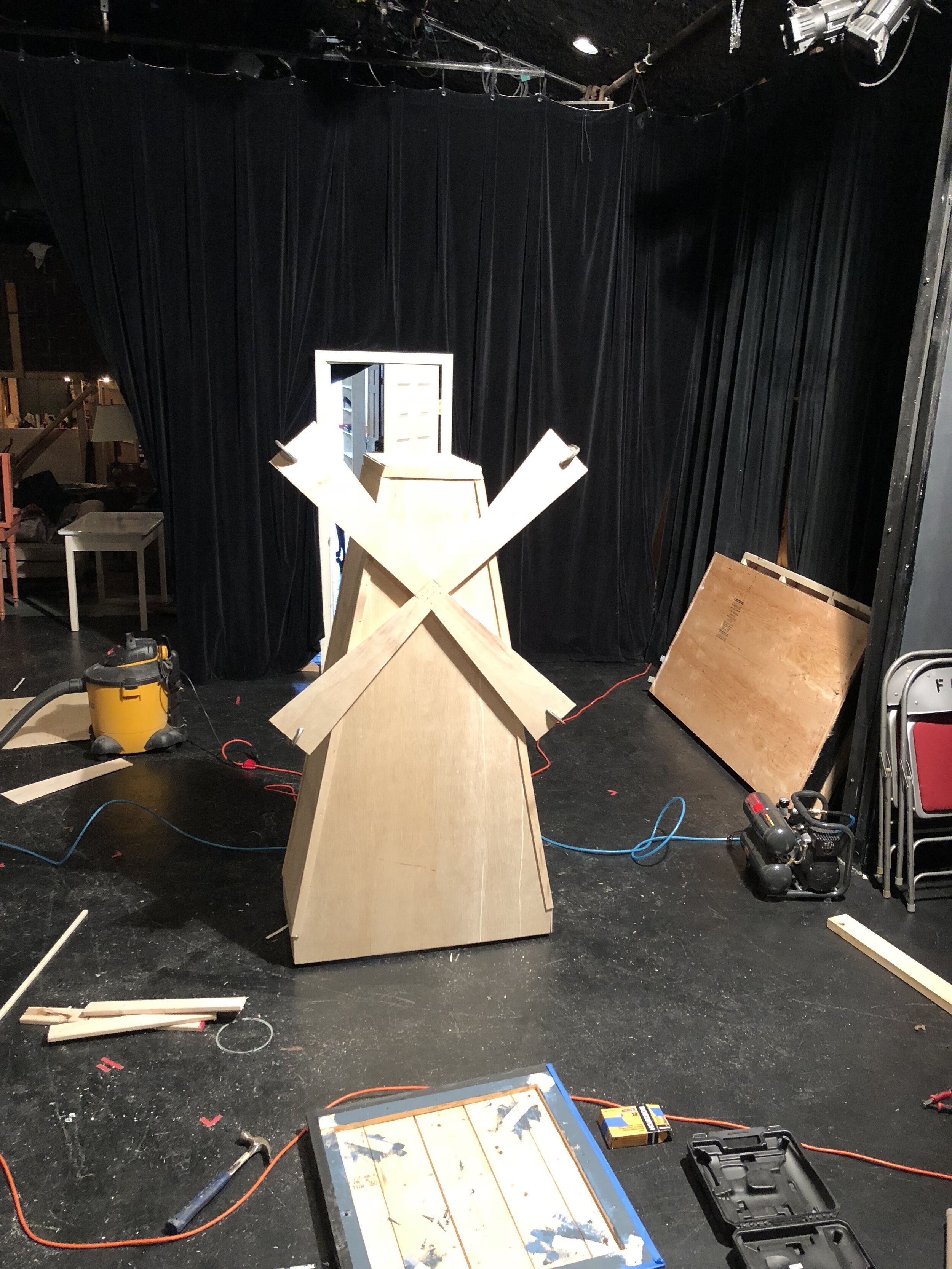  Progress Photo of Windmill.  Laugh Lines: One Act Comedies.  Theatre Workshop of Nantucket 2018. [Production Designer] 