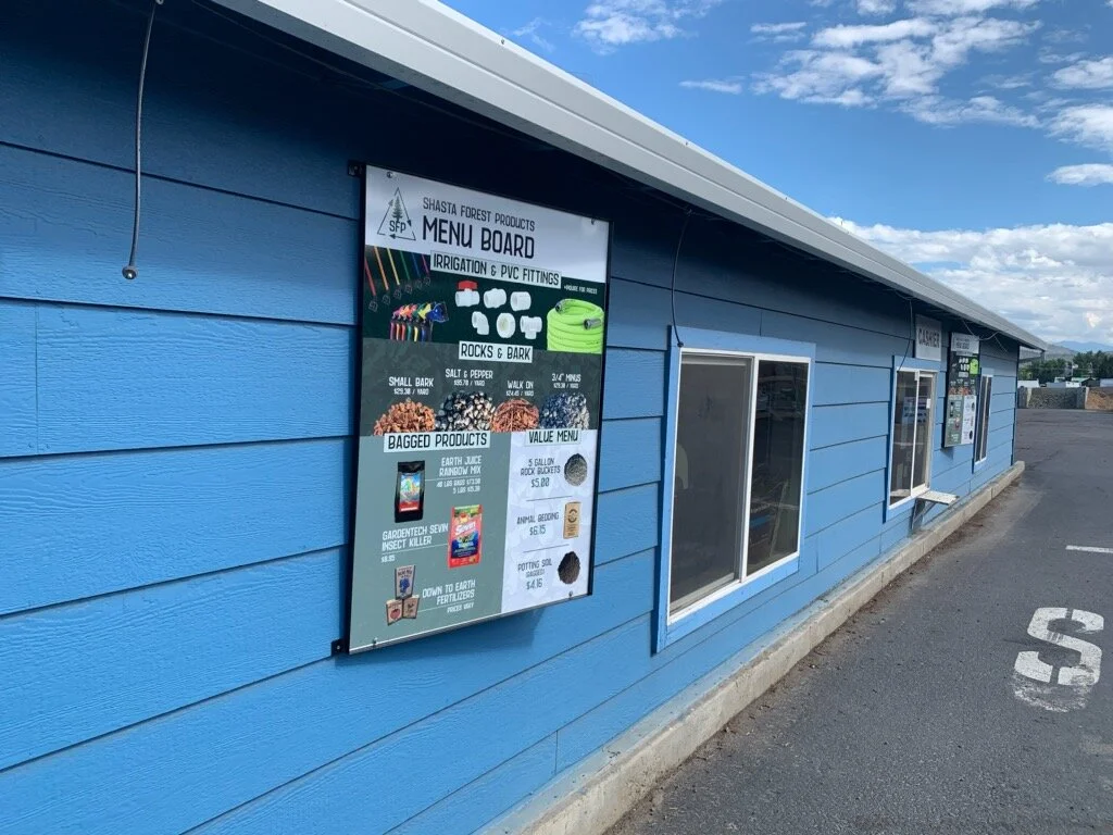 Shasta Forest Products Menu Board
