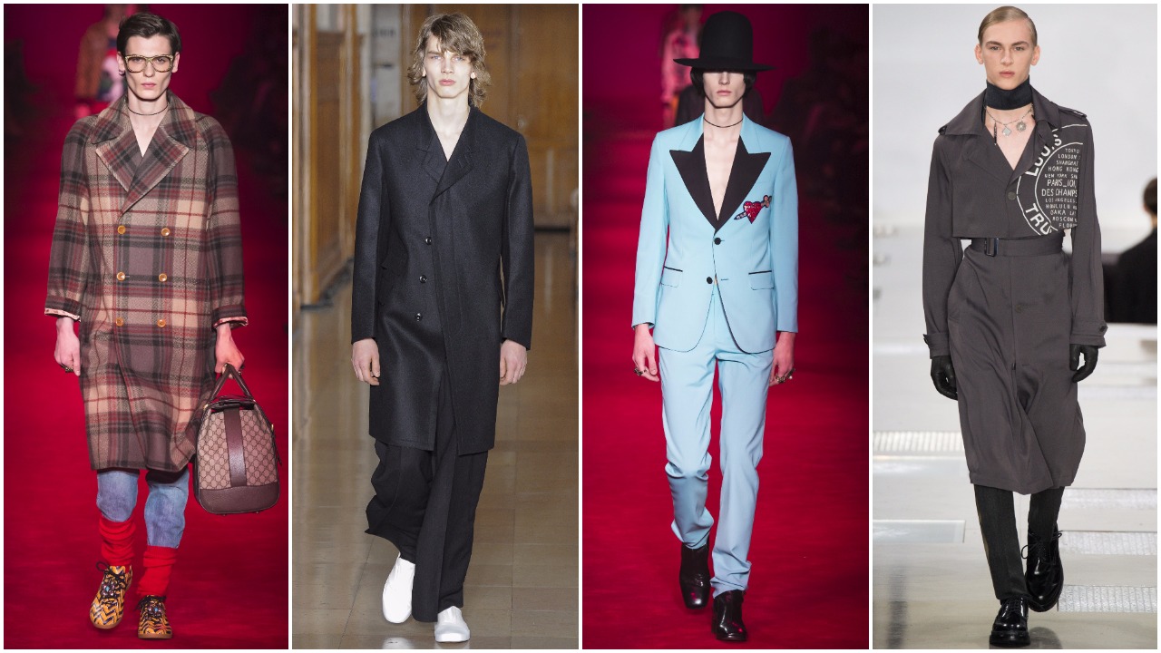 Left to right: Gucci, Lemaire, Gucci, Louis Vuitton.