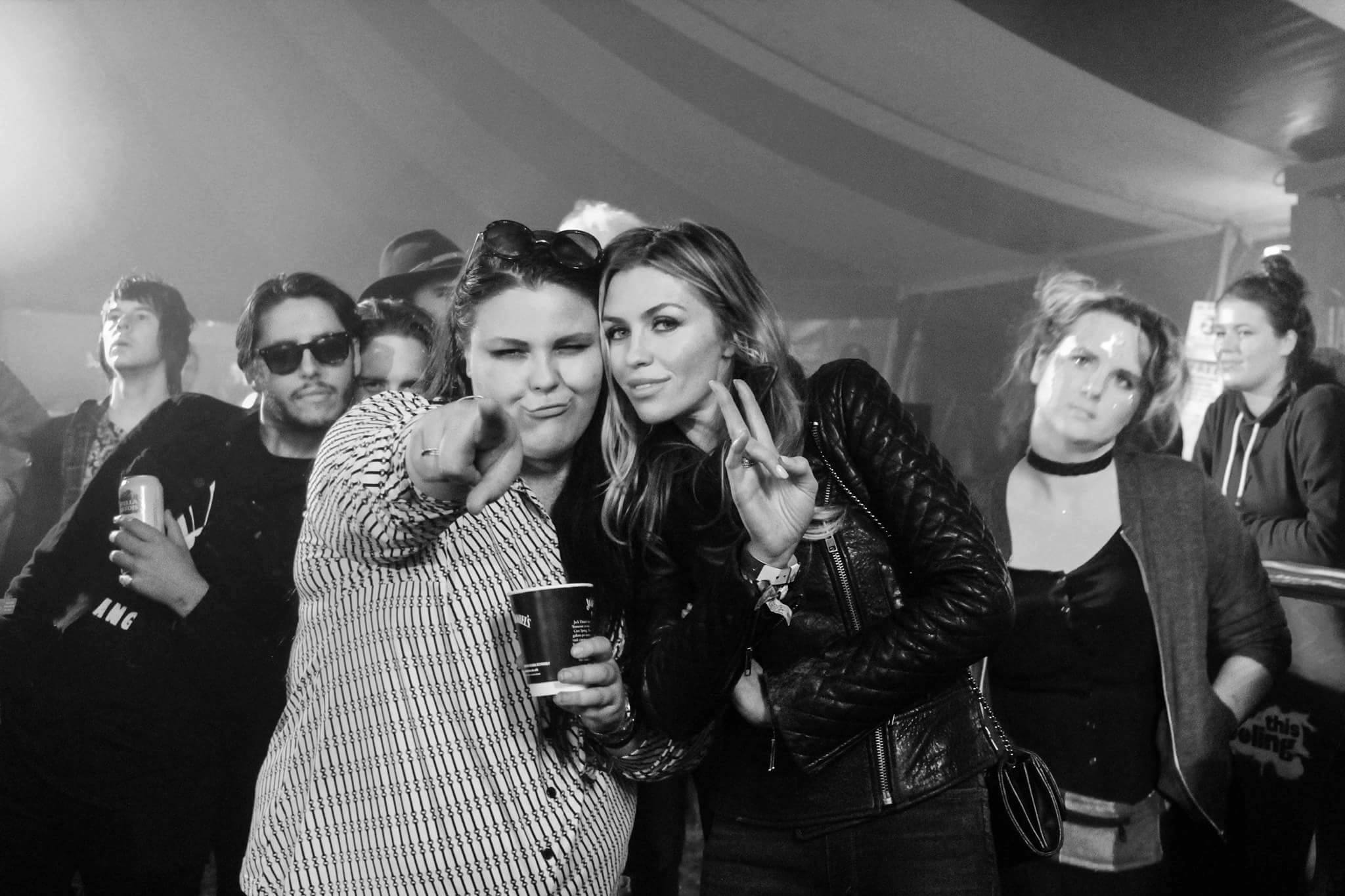Abbey Clancy and Bang Bang Romeo backstage at Leeds.