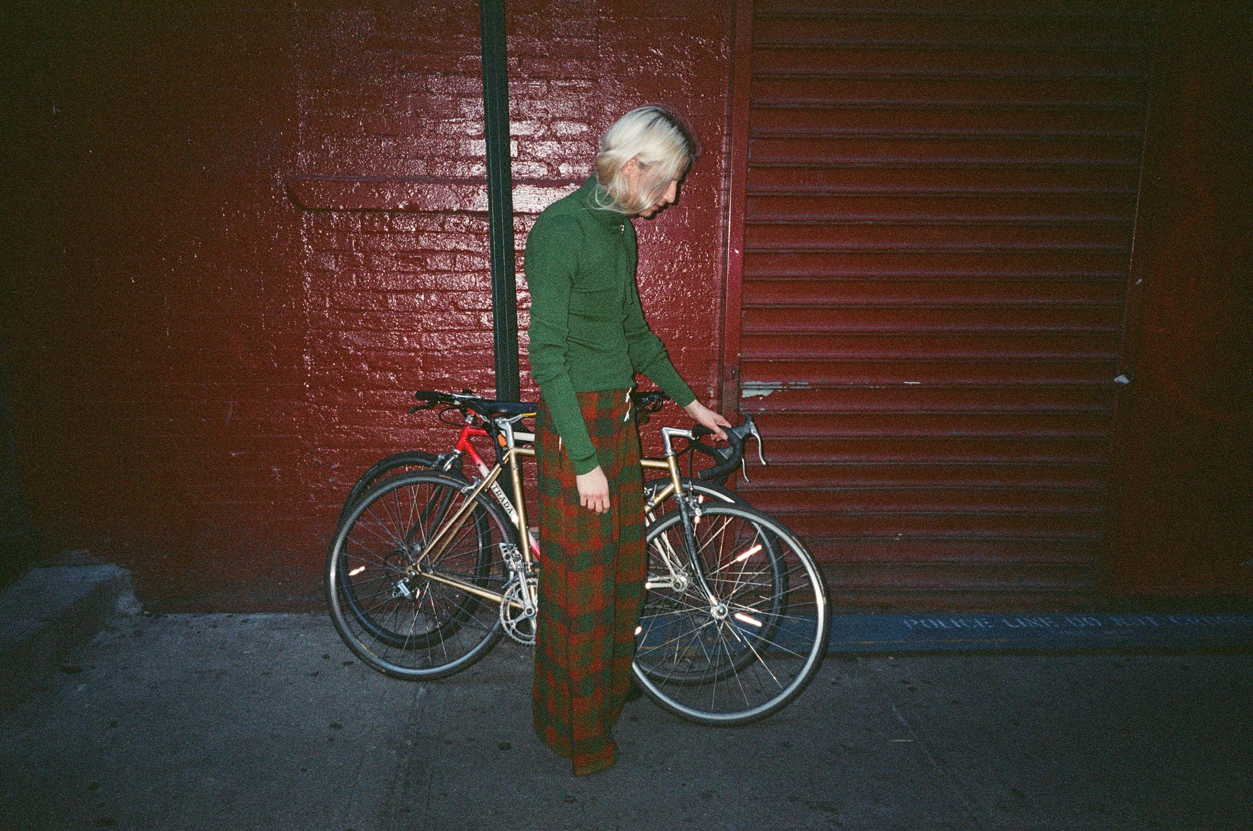 Top by Preen , trousers by Joseph and shoes by Alexander Plokhov .