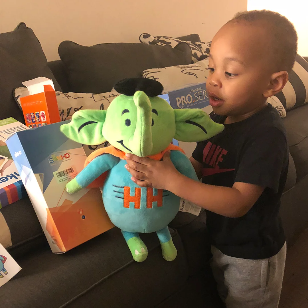 Sire ignoring all his new therapy equipment to get his hands on Holton the Elephant.We don't blame ya buddy!