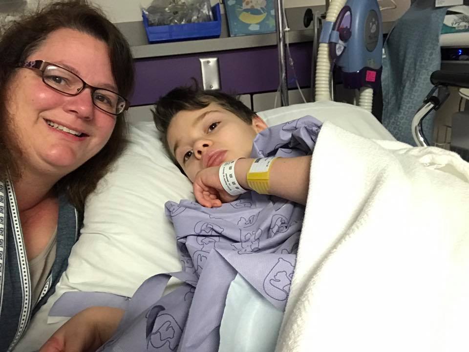 Gabe and his mom at hospital