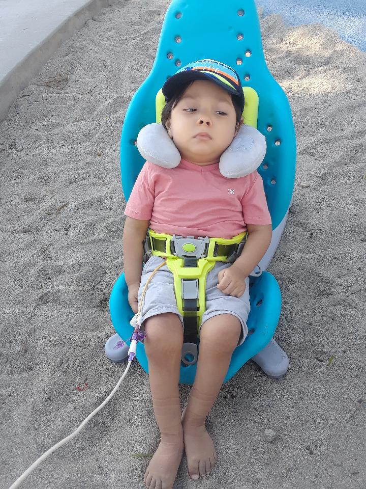 His new bath chair is also great in the sand1