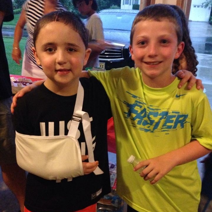  Chase and his best friend Sam pose together shortly after discharge. Sam had shaved his head in solidarity with Chase. 