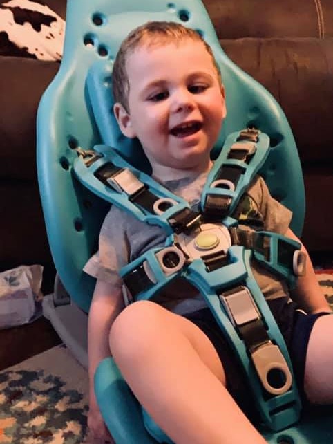  Colton enjoying his new Splashy chair from Holton’s Heroes. 