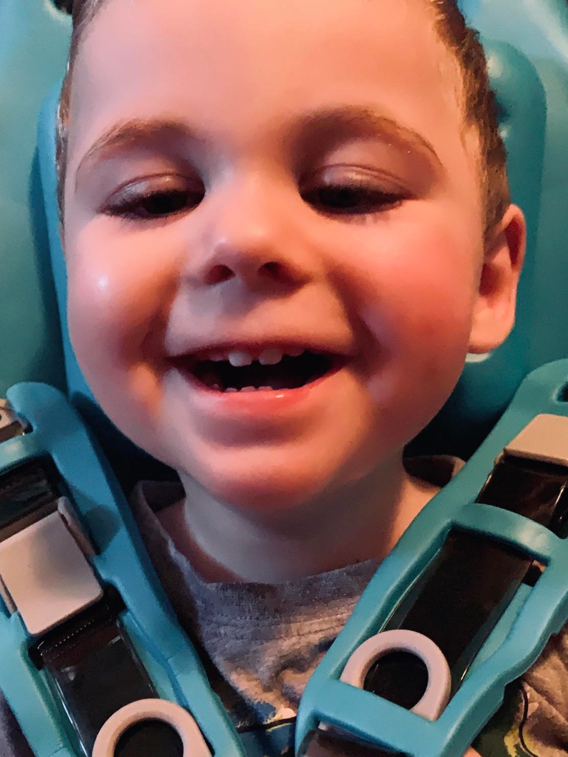 Colton enjoying his new Splashy chair from Holton’s Heroes.