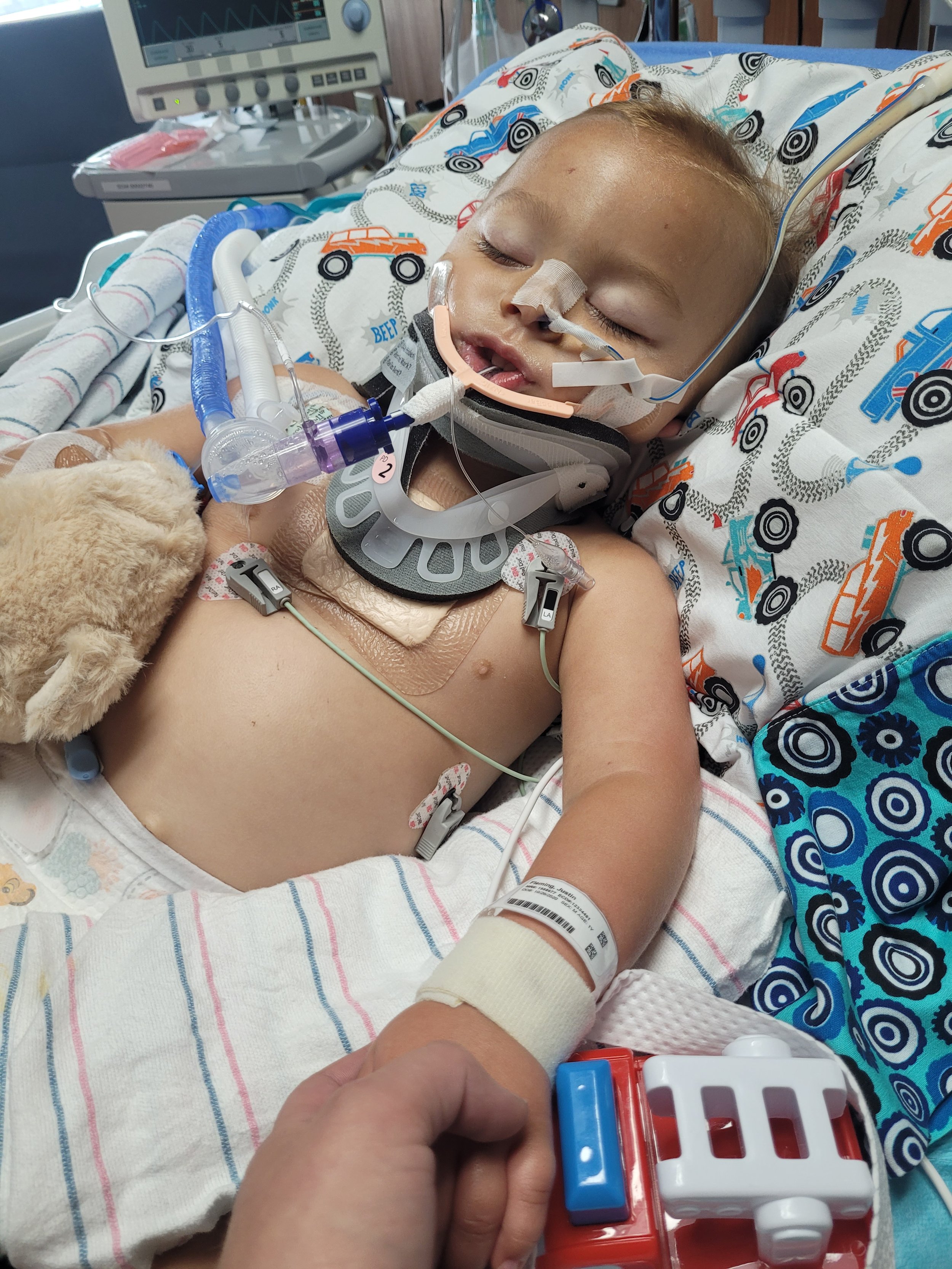  Asher was placed in a medically induced coma to allow his brain time to rest and heal. 