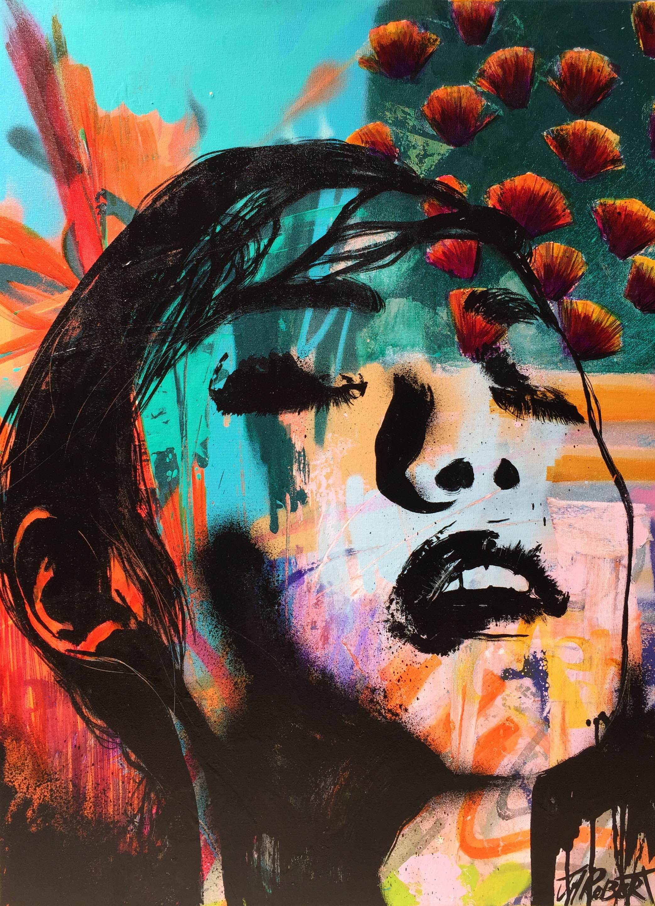 “Elle attendait ce moment ” / “Waiting for that moment” Spray, Ink, Acrylic 81 x 60 cm 2015