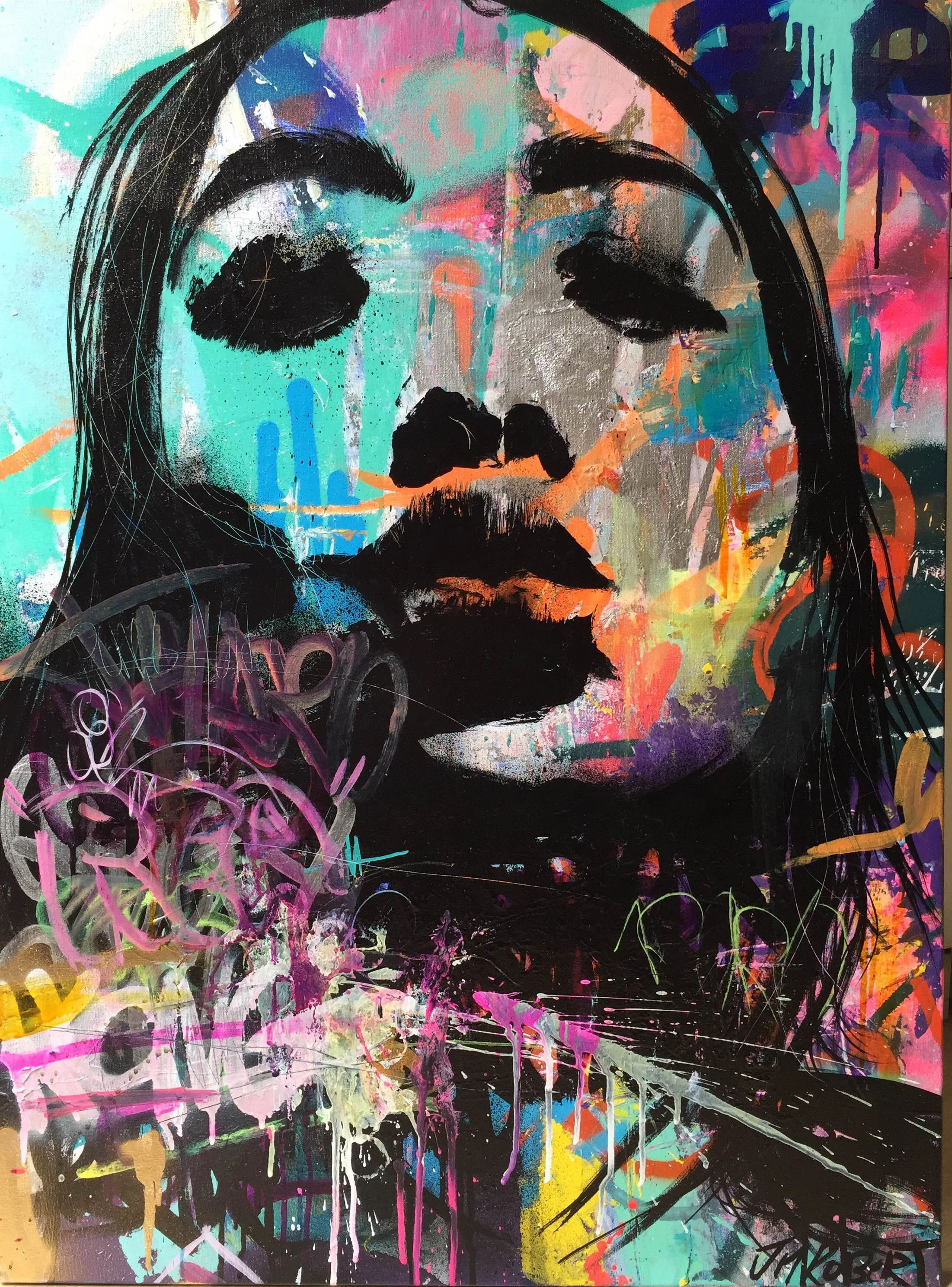 “Elle aimerait revenir” / “She wants to come back” Spray, Ink, Acrylic 81 x 60 cm 2015