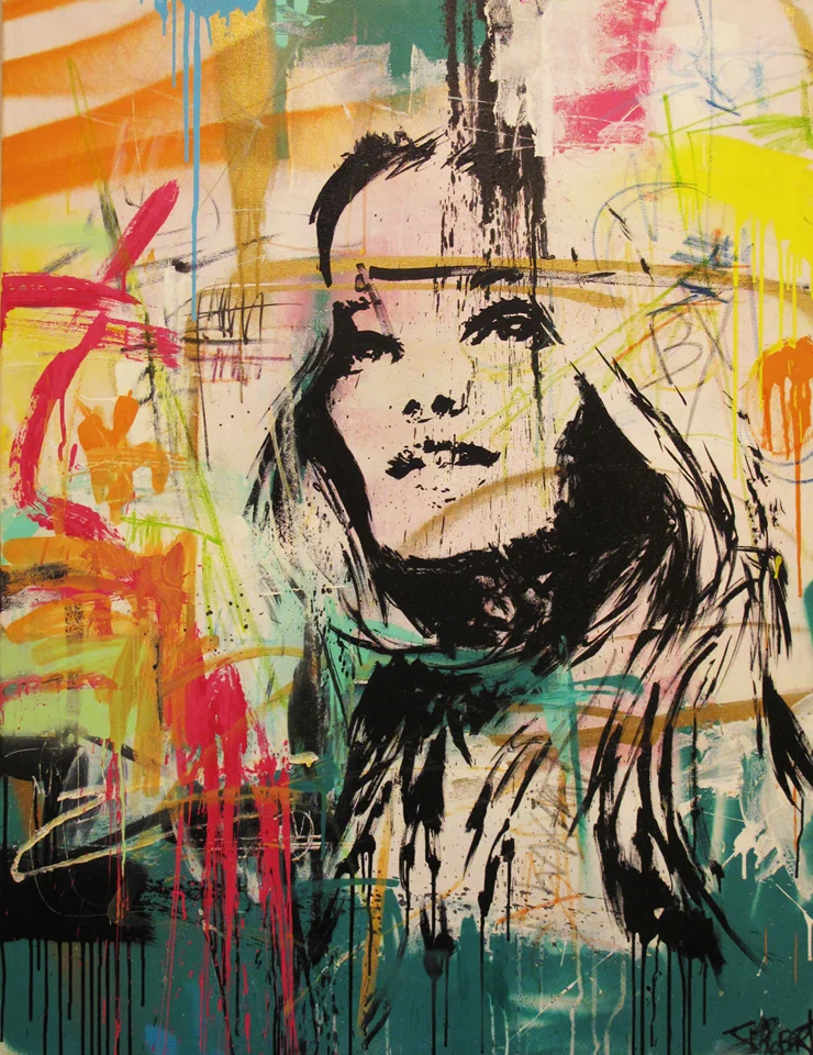 “Jamais indifferente” Acrylic & Spray 89 x 116 cm 2013