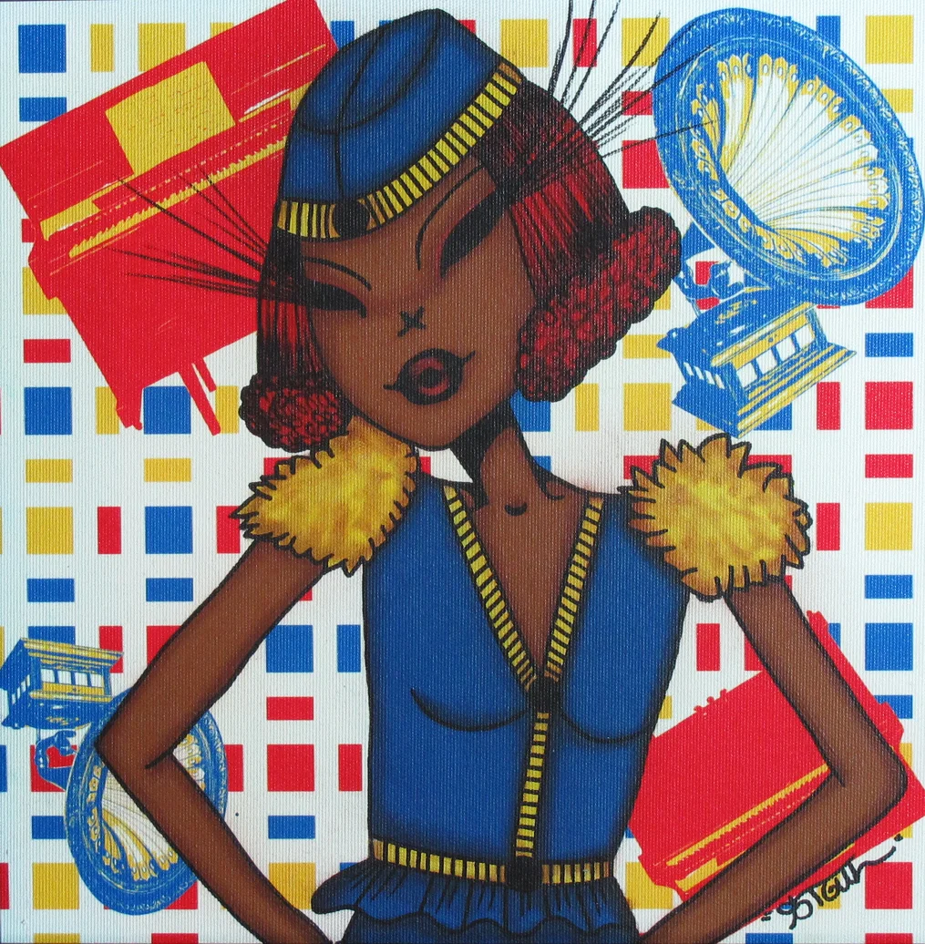 “Boogie Woogie Sister” Acrylic, oil on printed canvas 40 x 40 cm (wooden frame) 2013