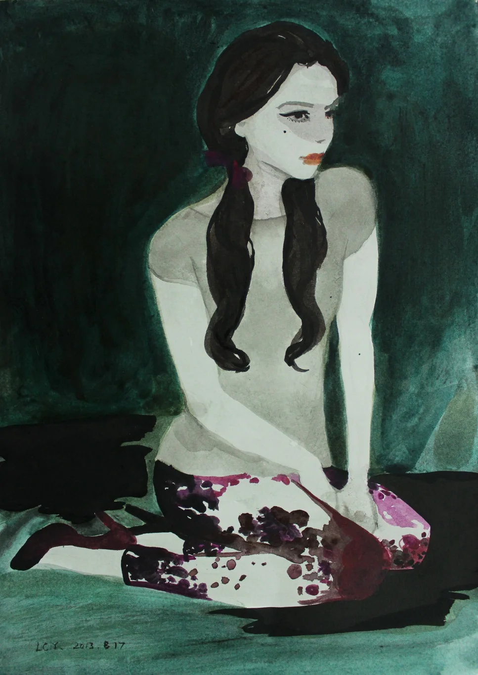 "Girl 3" Ink 50 x 38 cm (framed) 2013