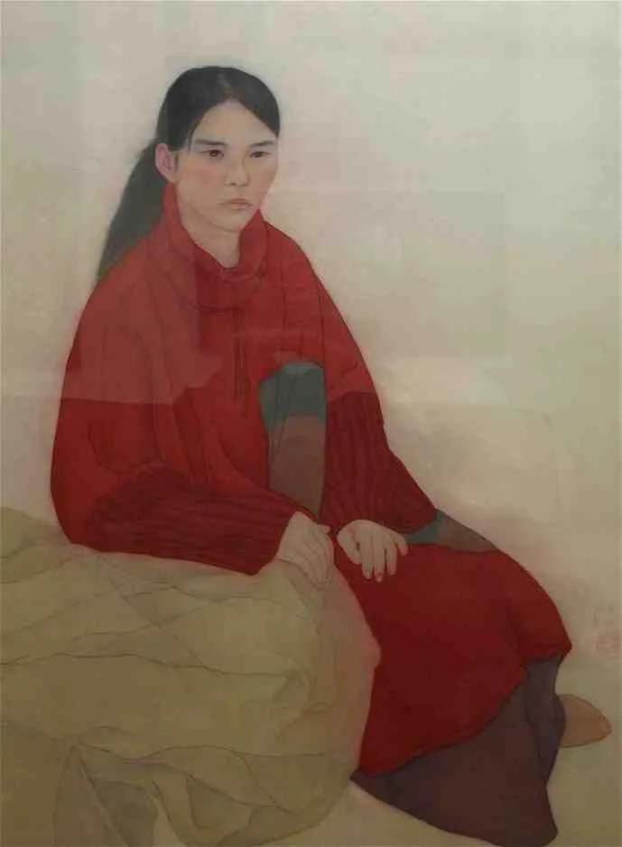 “A Quiet Girl” Ink on Chinese silk 85 x 120 cm 2011