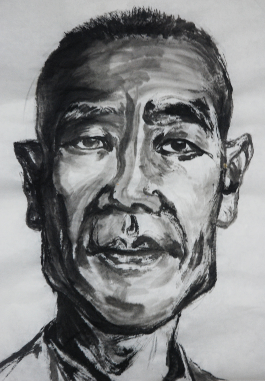 “Immigrant Worker 2 in Beijing” Ink on Chinese paper 45 x 56 cm 2012