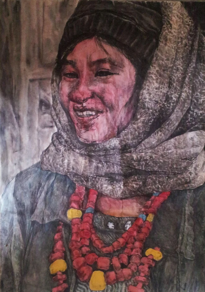 “Tibetan Girl” Ink on Chinese paper 48 x 68 cm 2013