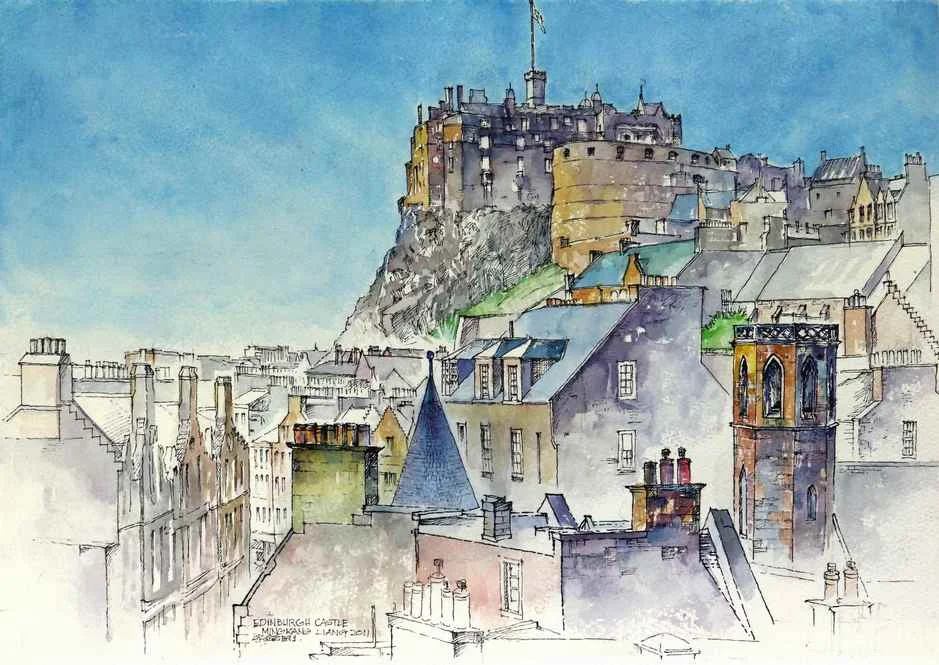 “Edinburgh castle, Scotland” Water colour 40 x 30 cm 2011