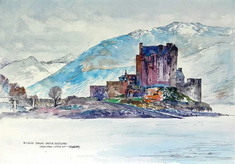 “Eilean Donan castle 1, Scotland” Water colour 40 x 30 cm 2011