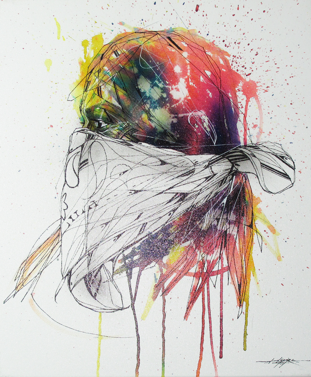 “Visage couvert” Spray/Ink 54 x 46 cm 2013