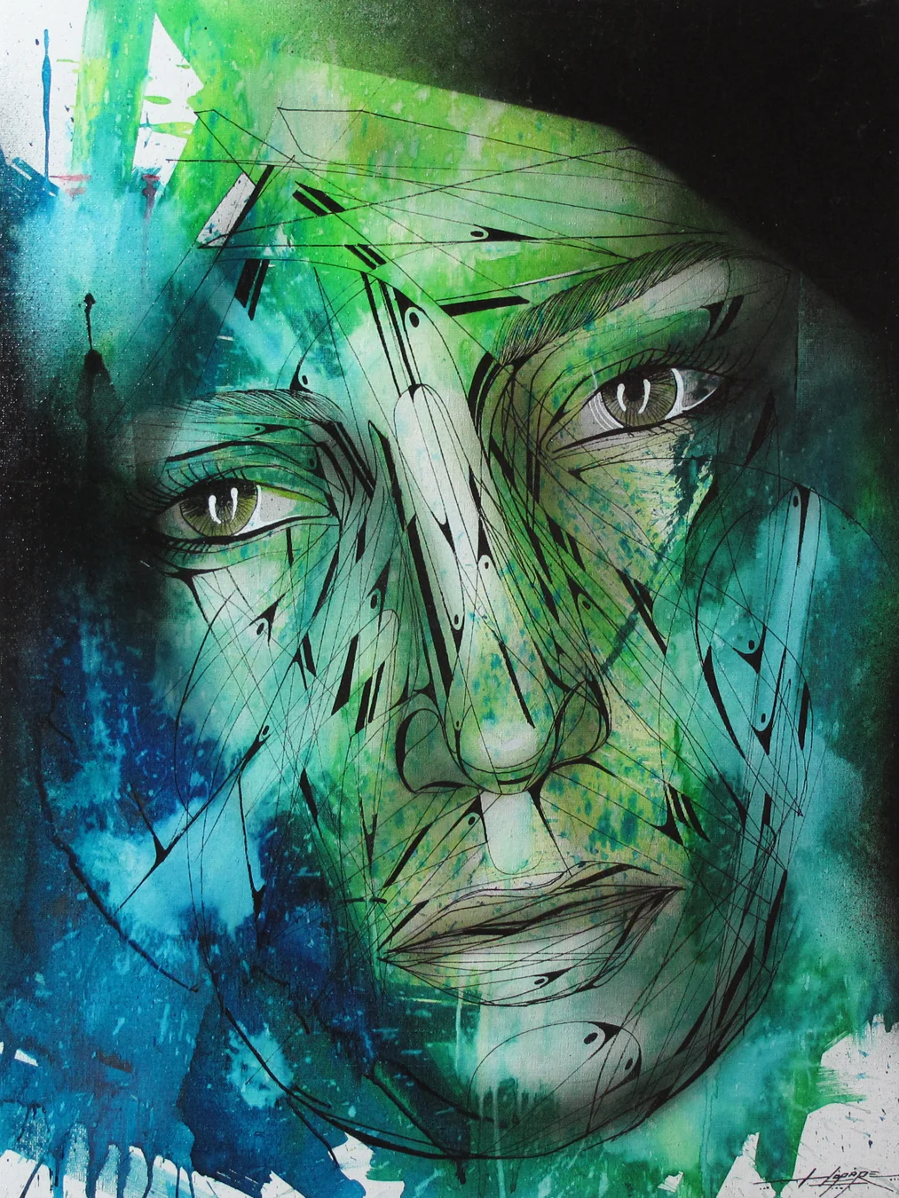 “Un soir de pluie” Spray/Ink 70 x 60 cm 2013