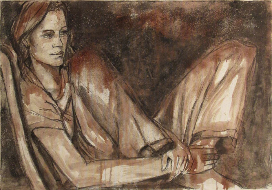 “Elisa" Wine on Canvas Wine used: Cabernet Franc + Cabernet Sauvignon 100 x 70 cm 2012
