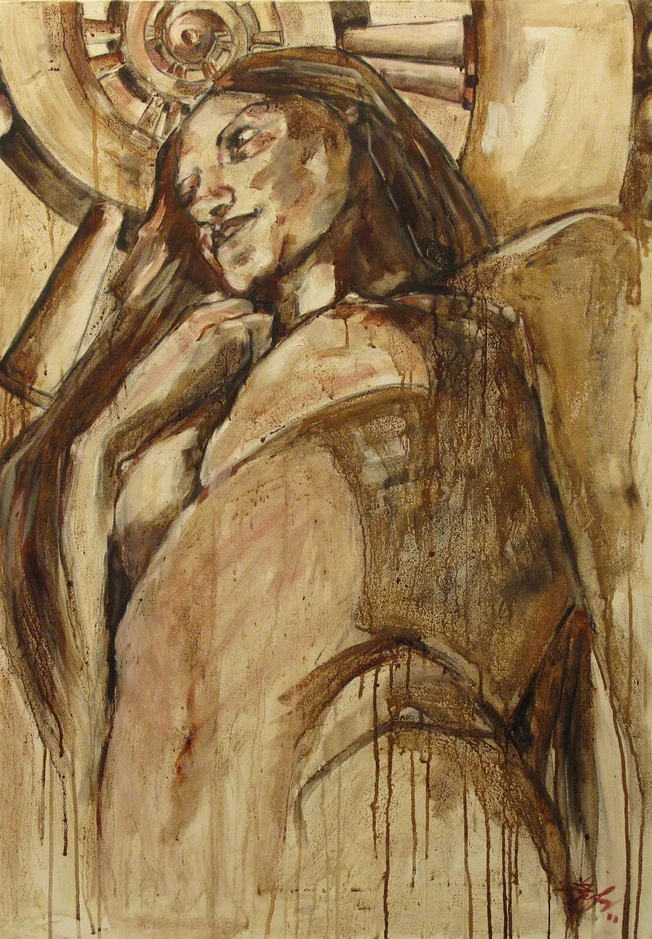 “Like David” Wine on Canvas Wine used: Sangiovese 70 x 100 cm 2011