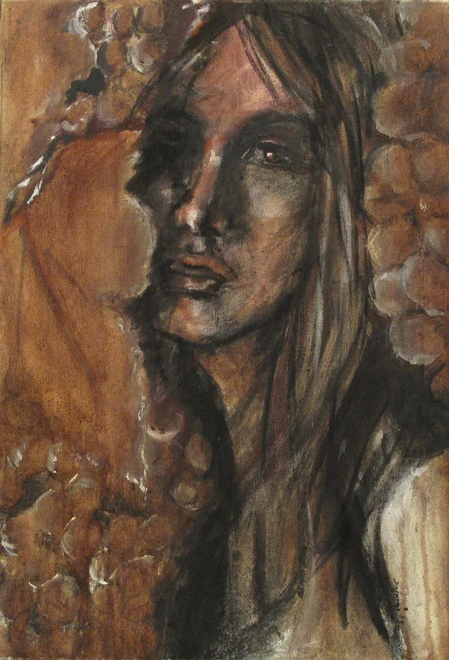 “She" Wine on Canvas Wine used: Sangiovese + Canaiolo 35 x 50 cm 2012