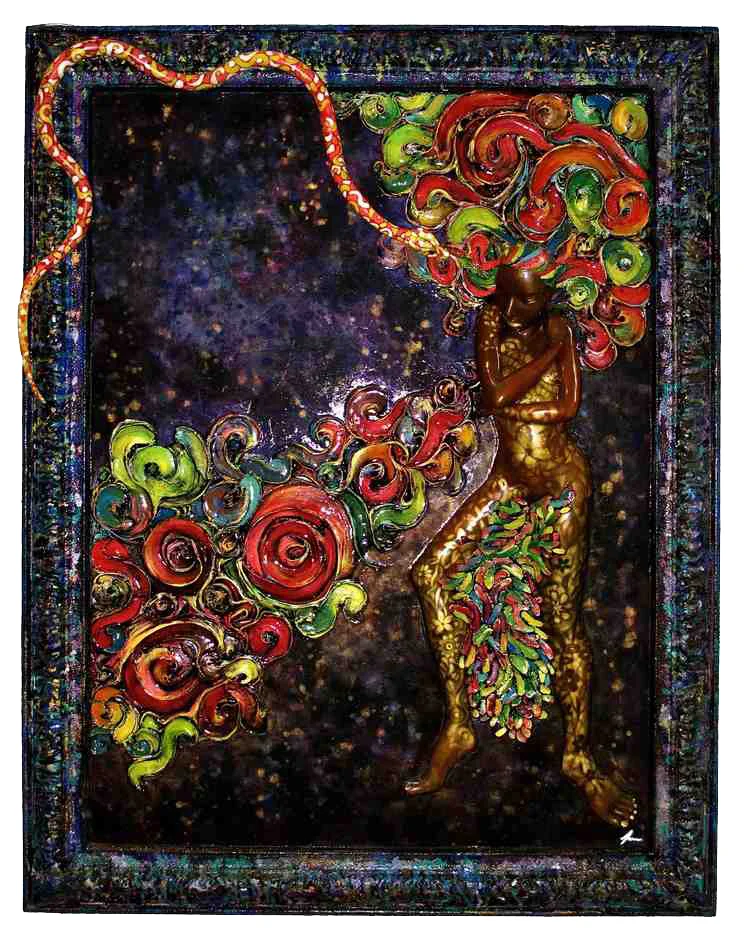 “Whisper” Wooden panel/resin/steel/Korean paper & paint 100 x 15 x 140 cm 2010