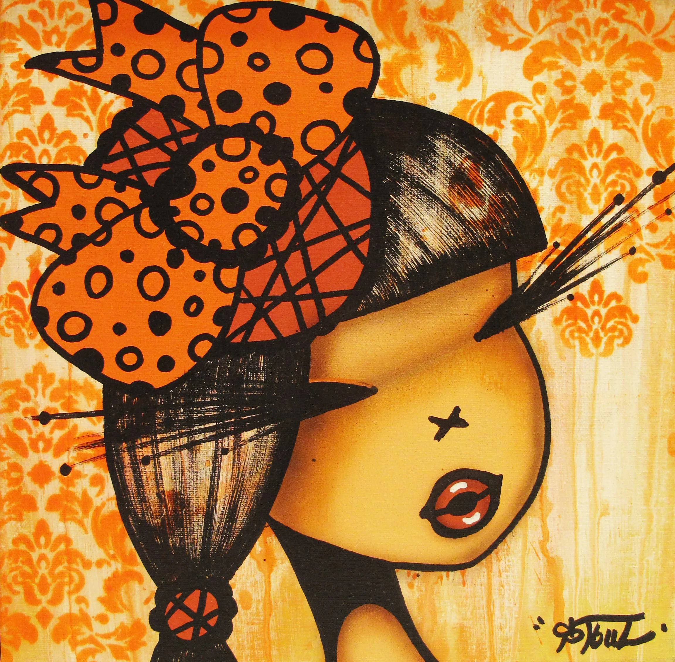 “Baroko Fluo Orange” Acrylic on Canvas 30 x 30 cm 2013