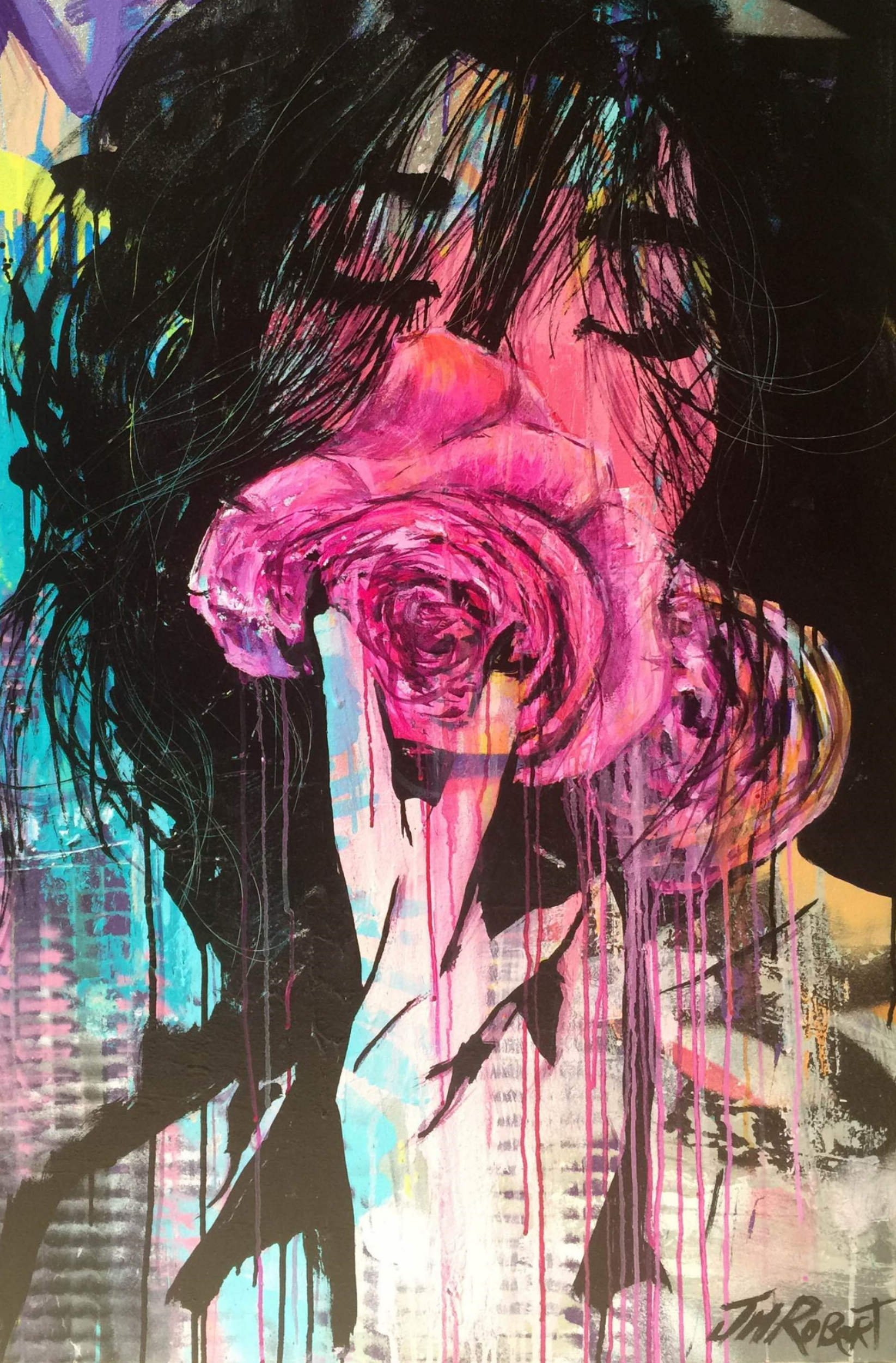 “Elle a ressenti le bonheur” / “She felt happiness” Spray, Ink, Acrylic 116 x 81 cm 2015