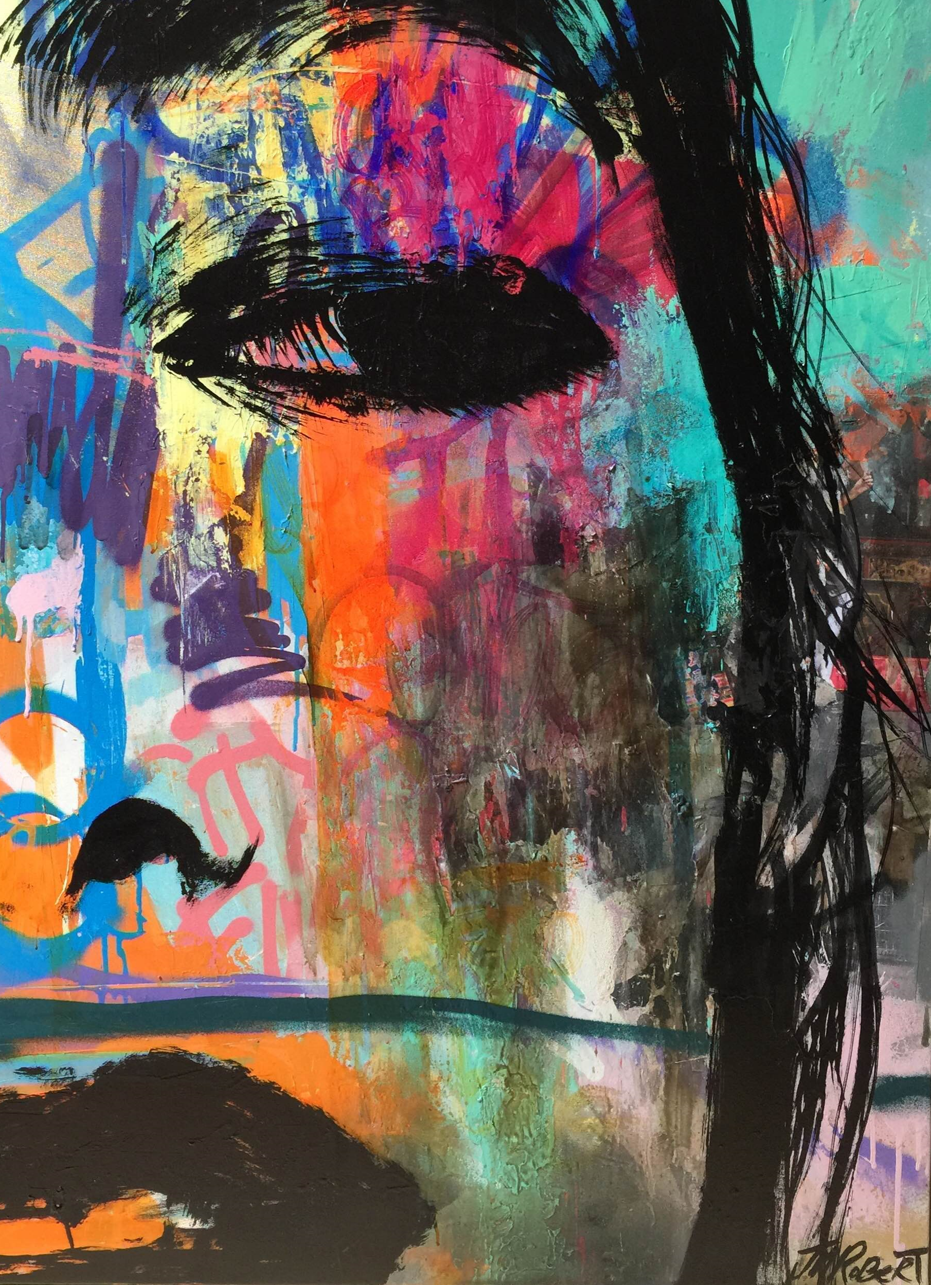 “Elle l’a reconnu immediatement” / “She recognized him immediately” Spray, Ink, Acrylic 120 x 80 cm 2015 