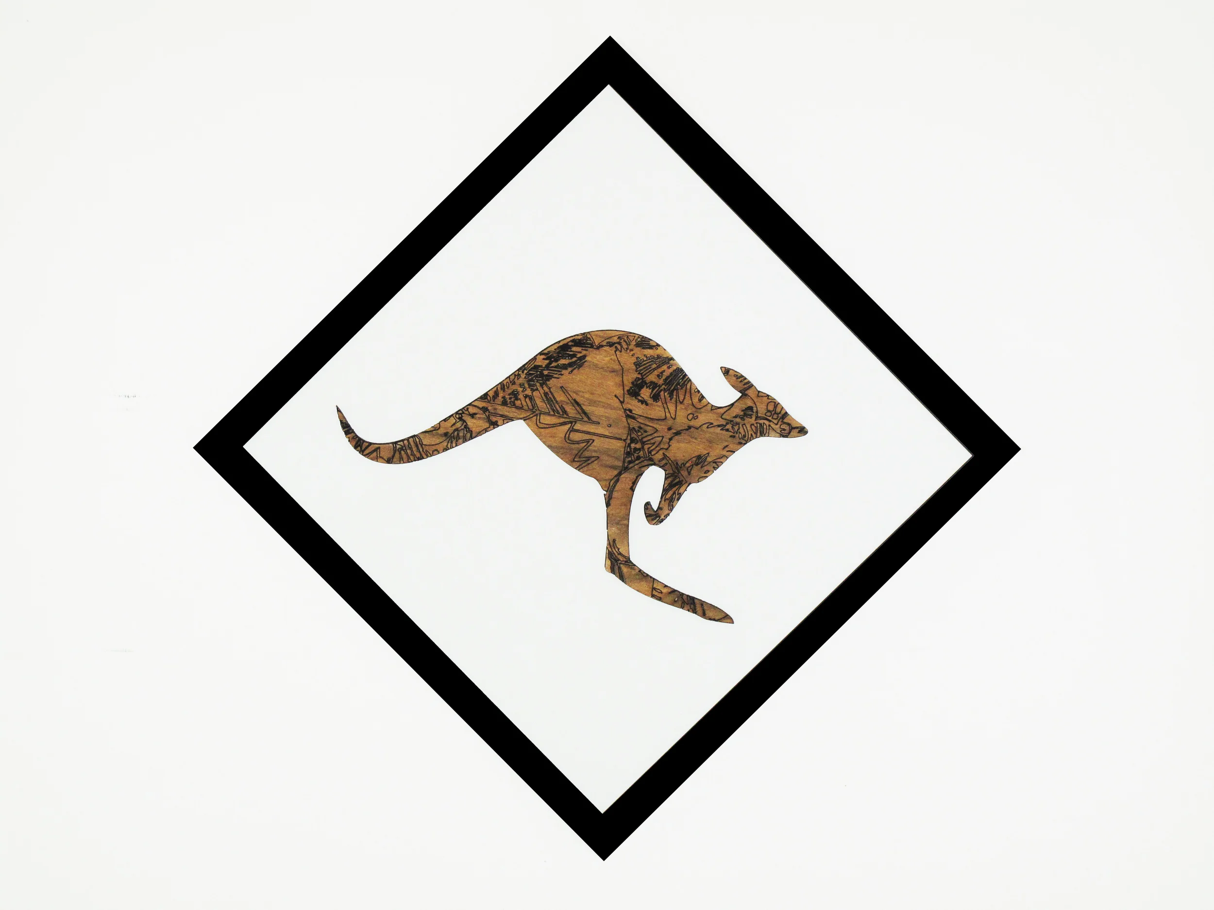 “Roo 1” Laser Cut Timber on Canvas 2015 55 cm x 55 cm