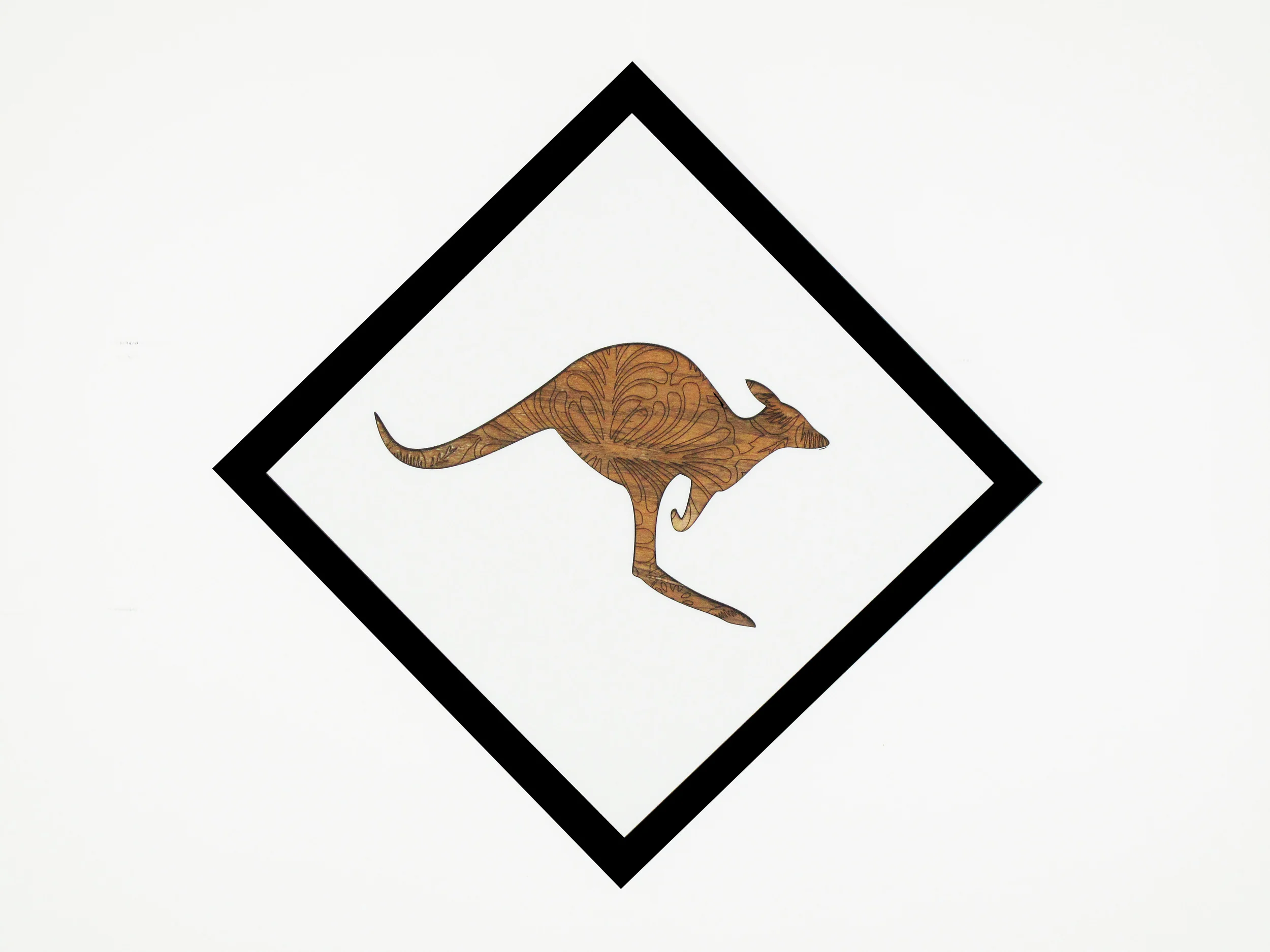“Roo 2” Laser Cut Timber on Canvas 2015 53 cm x 53 cm