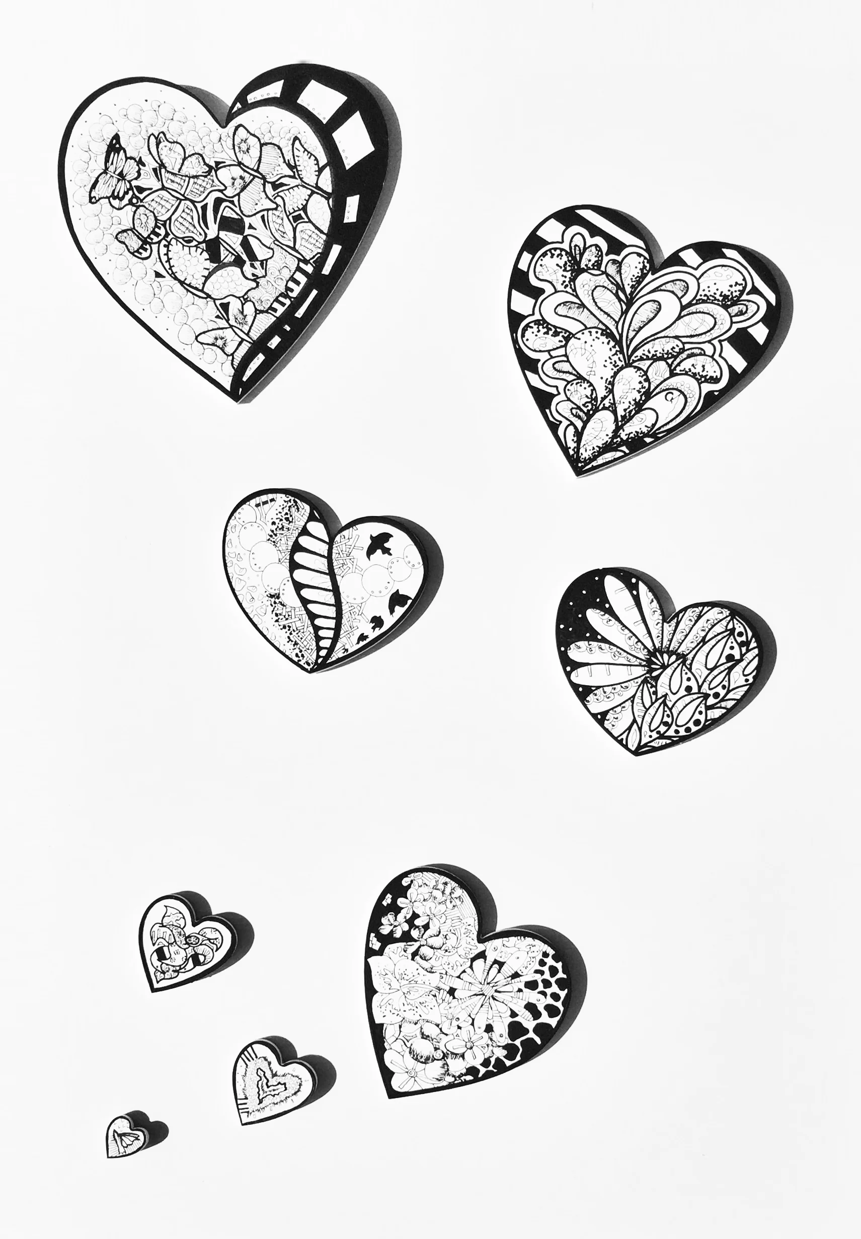 ”Flock of Hearts" Acrylic on wood 2016