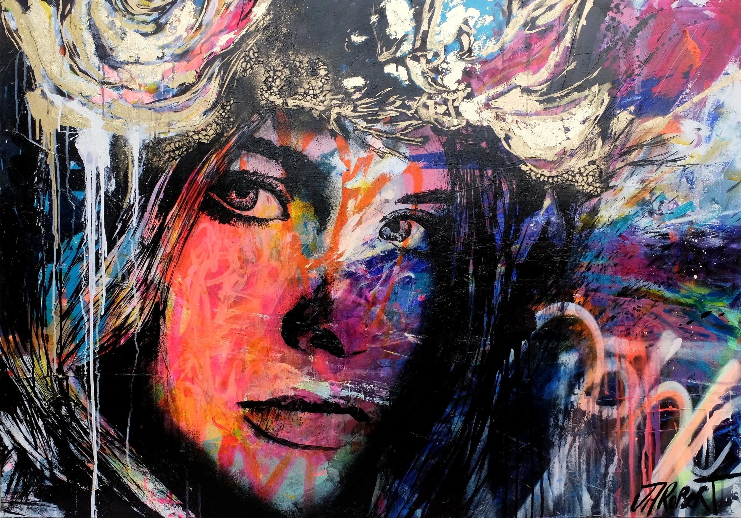"Sans artifices” Spray, Ink, Acrylic 116 x 81 cm 2016