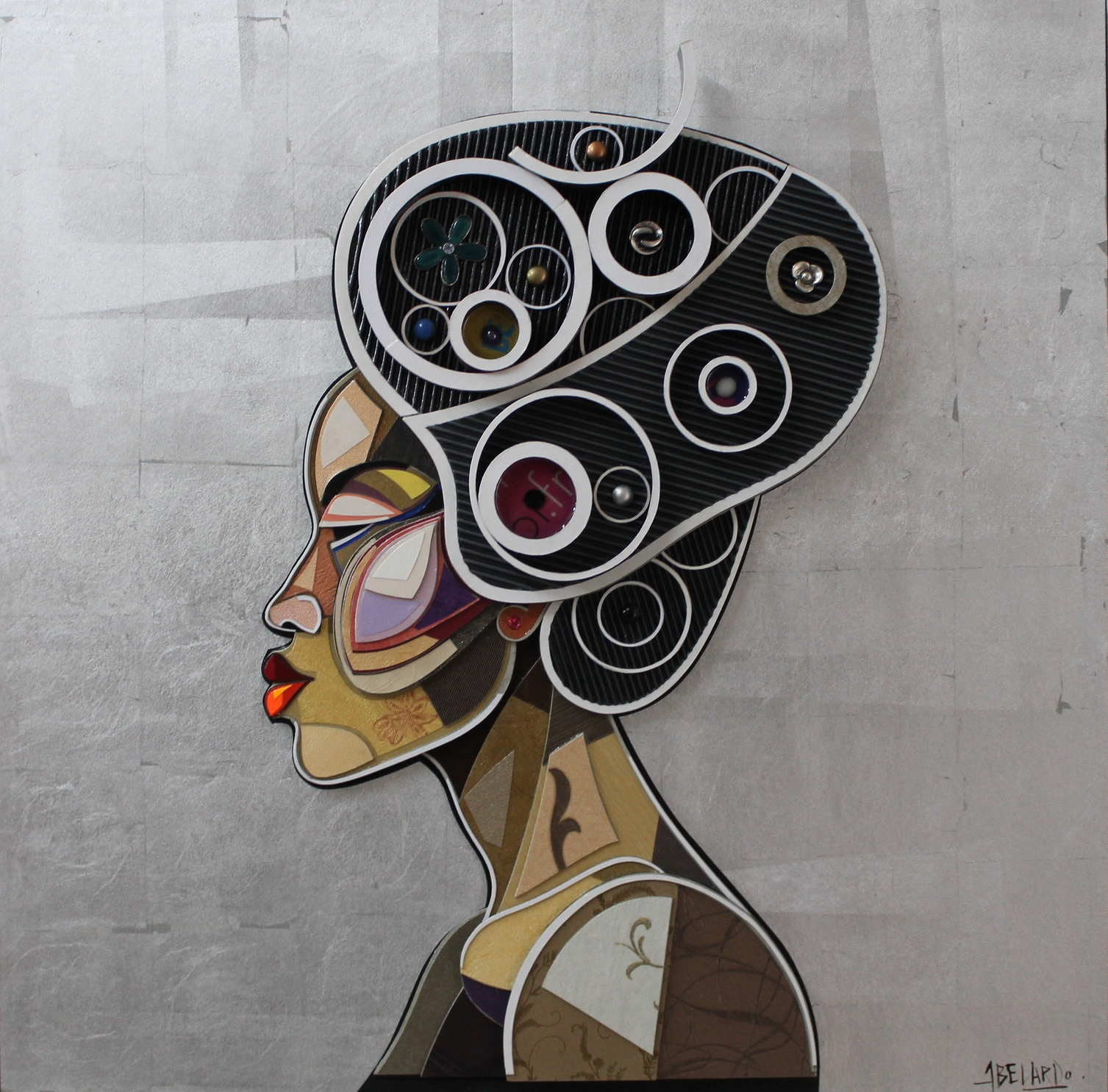 "Perfil de Africana" / "African Profil" Mixed Media 100 cm x 100 cm 2016