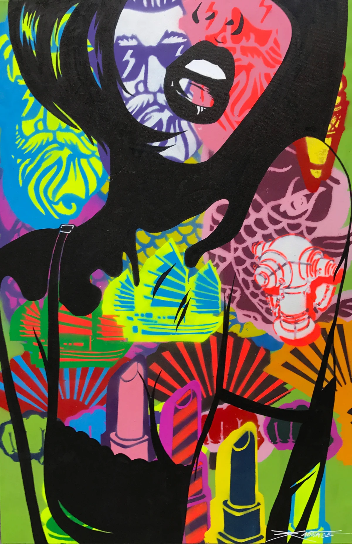 "The Cry" ixed Media Spray Paint and Graffiti Marke 60 x 90 cm 2017