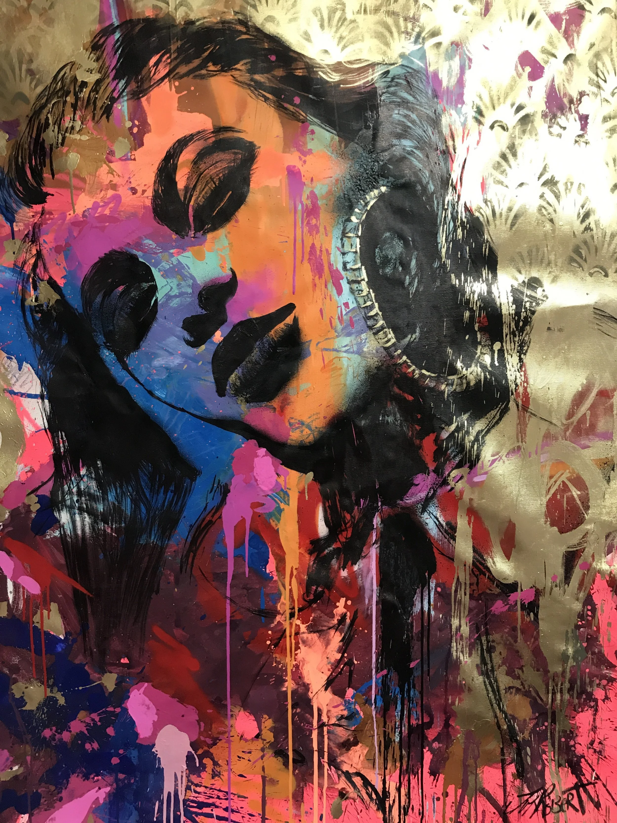 “The women with the earring” Spray, Ink, Acrylic 142 x 105 cm 2018
