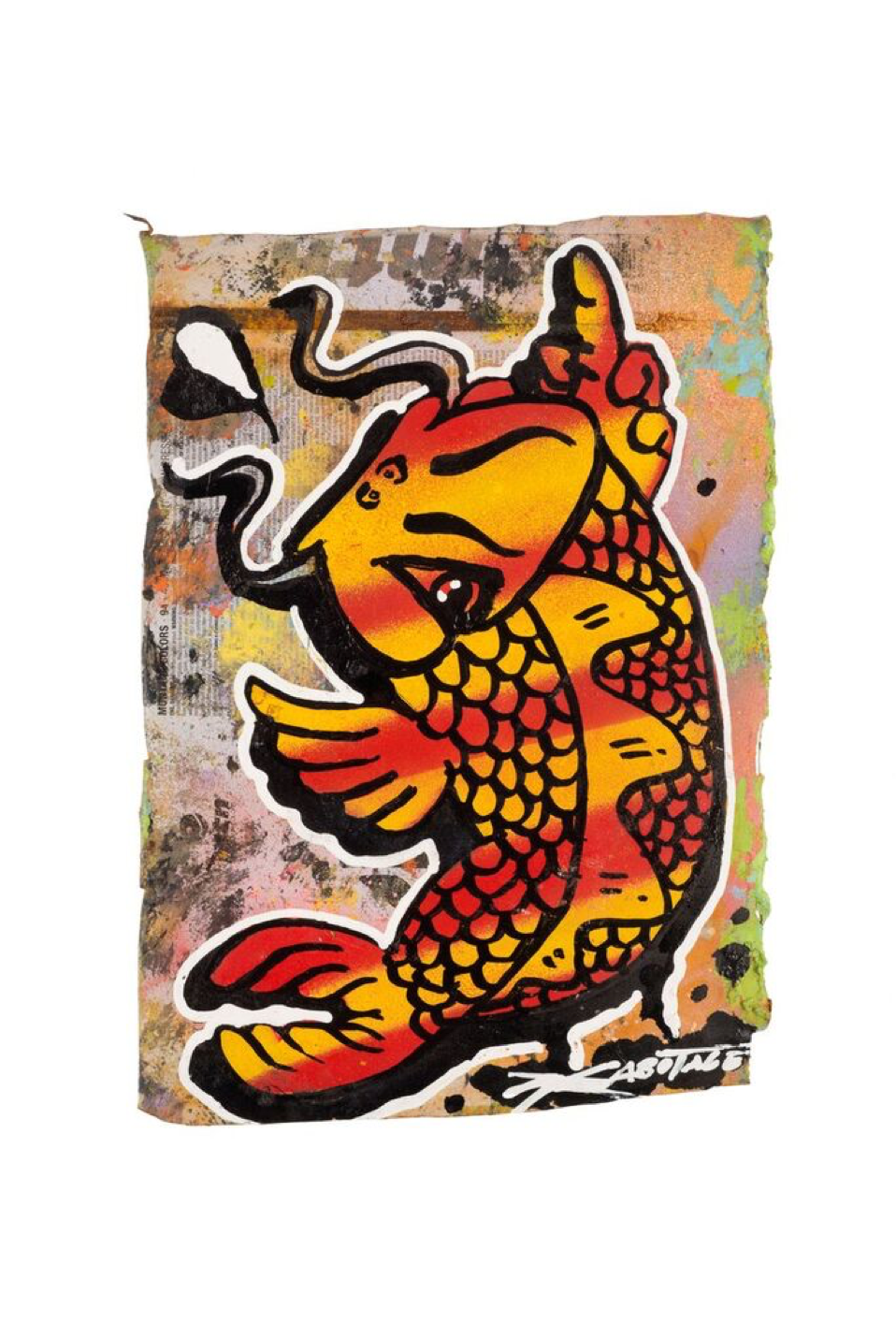 "Flipping Koi Flame" Mini Can Can Collection Spray paint and markers on CAN-Vas 15 x 21 cm 2016