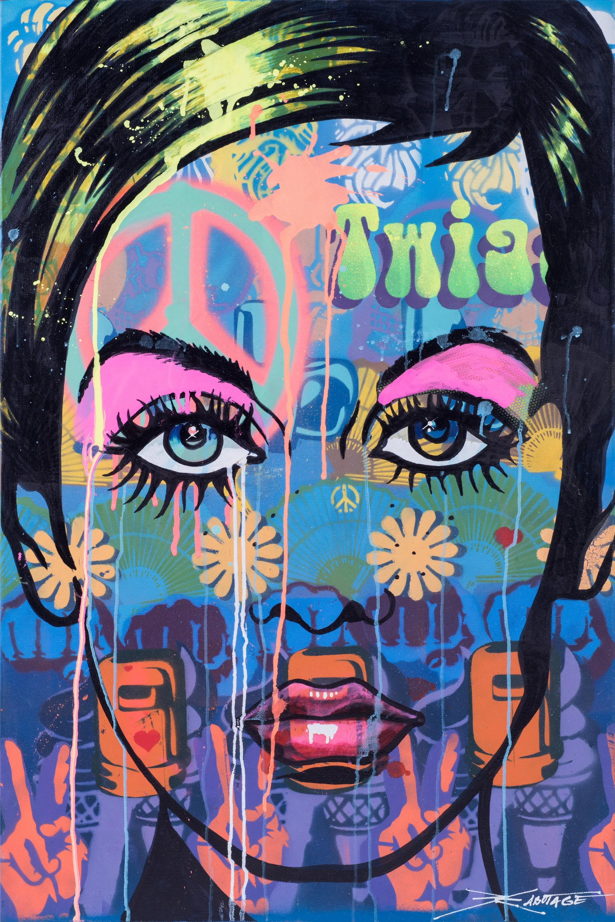 “Twiggy” Spray Paint, Stencil and Graffiti Marker 61 x 91 x 4 cm 2017
