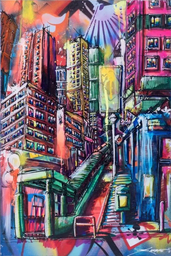 “Staunton” Spray paint stencil and graffiti markers 60 x 92 cm 2018