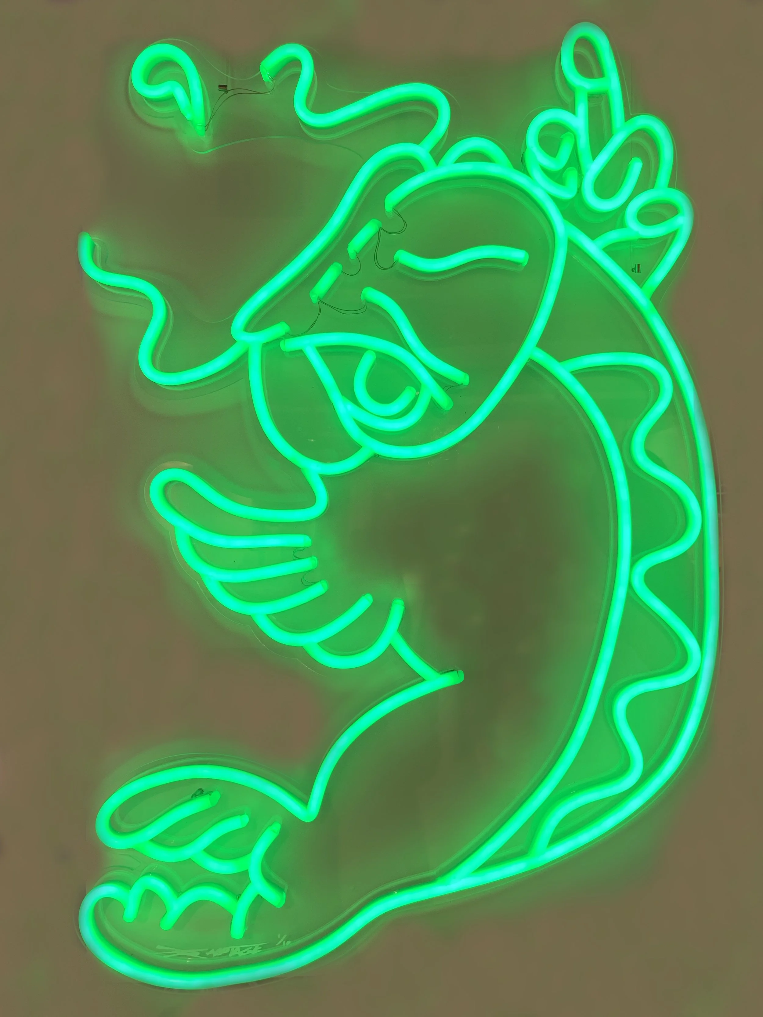 “Shiny Koi - Green” 10 Limited Edition LED Light 90 x 66 cm 2018
