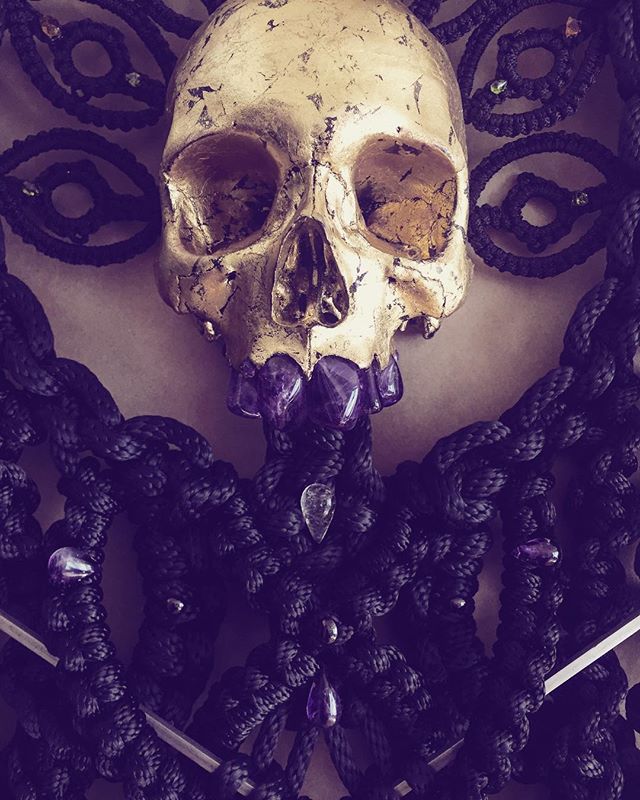 the divinity of ones self does not need to be cast in gold to be noted / know thyself / see thyself /// detail of a commission i have birthed a while back / one of the largest roped skull pieces to date