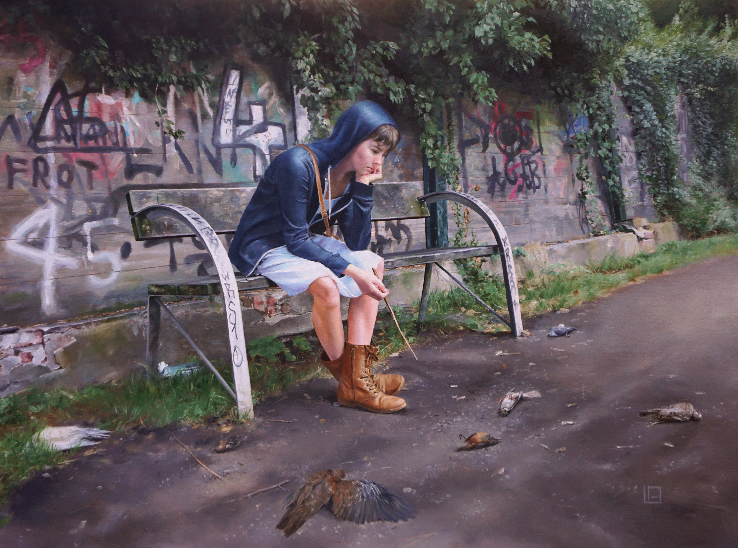 Practicing Without A License, 32"x24", oil on panel. Sold